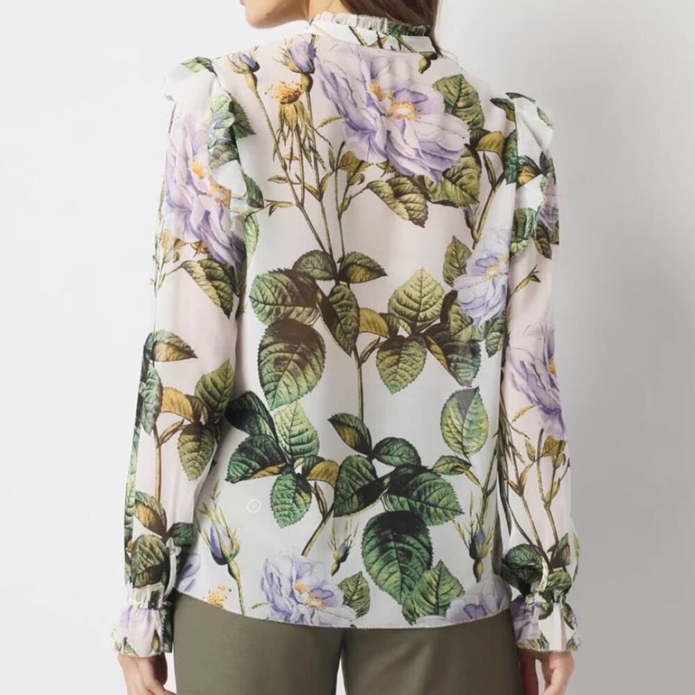 NEW White House Black Market WHBM Romantic Chiffon Floral Blouse - Picture 3 of 9
